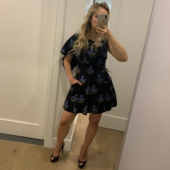 Fendi Size S 100% Silk Floral Ruffle Mini Dress - Picture 2 of 8